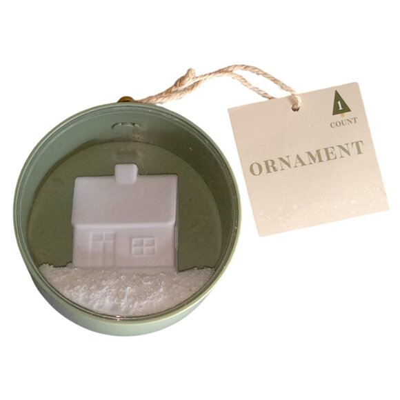 Sage Green Christmas Ornament with House & Snow Design - Picture 4 of 8